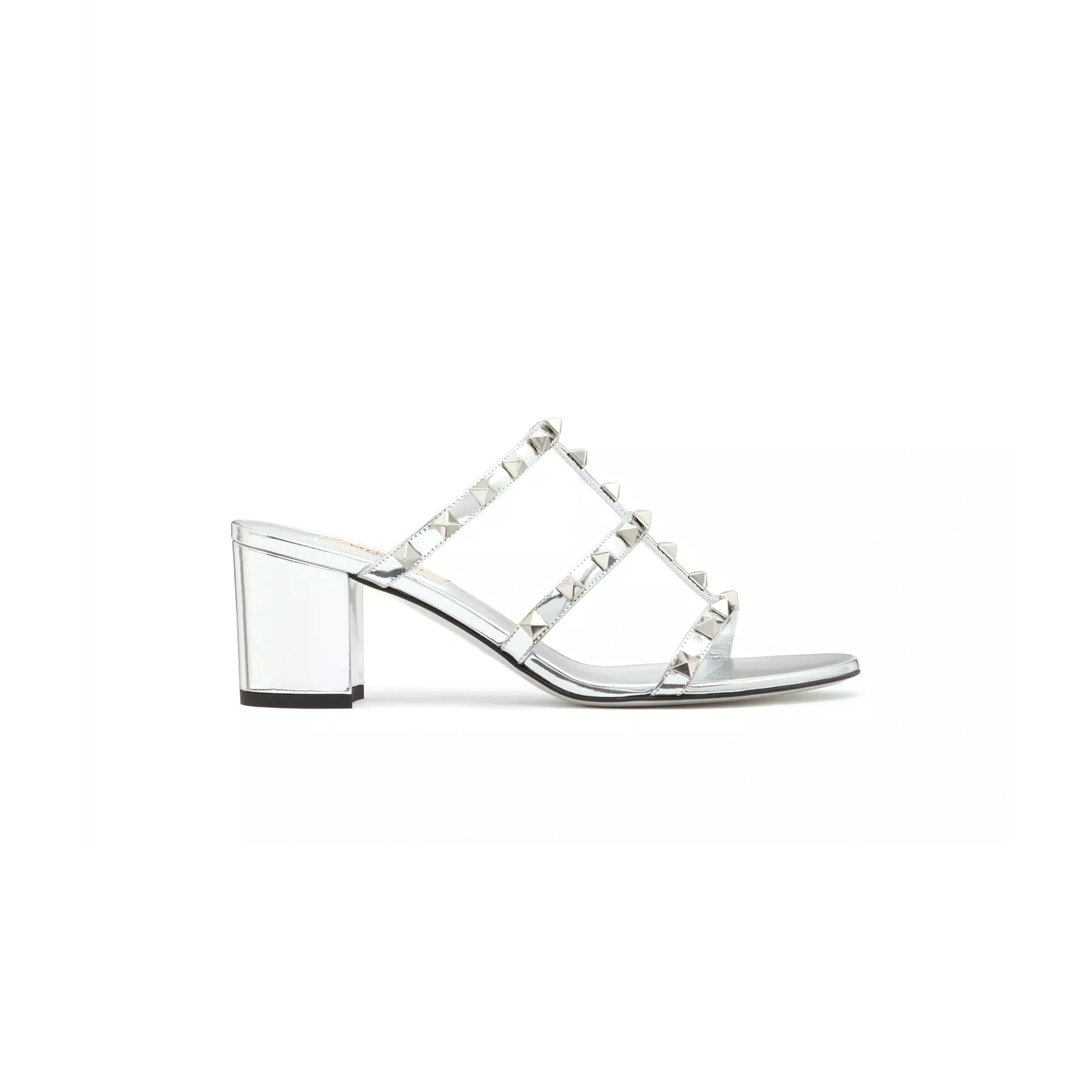 VALENTINO ROCKSTUD MIRROR-EFFECT SLIDE SANDAL 60MM 3W2S0C47WRP_S13